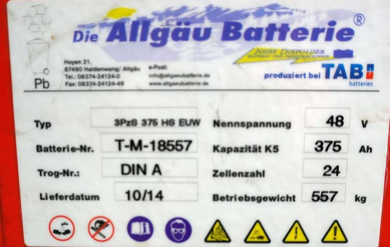 ALLGÄU BATTERIE 48 Volt 3 PzS 375 Ah - Akumulator za Oprema za rokovanje z materiali: slika 4 ALLGÄU BATTERIE 48 Volt 3 PzS 375 Ah - Akumulator za Oprema za rokovanje z materiali: slika 4