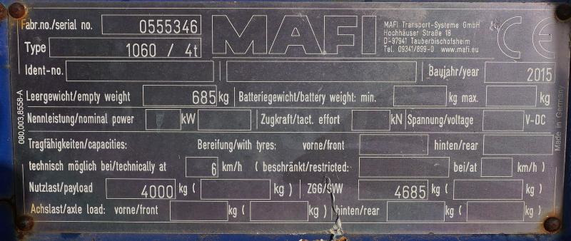 Mafi 1060 / 4t - Plato/ Tovorna prikolica: slika 4 Mafi 1060 / 4t - Plato/ Tovorna prikolica: slika 4