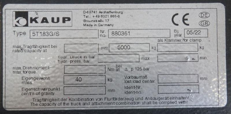 KAUP 5T183G/S - Priključek za Oprema za rokovanje z materiali: slika 4 KAUP 5T183G/S - Priključek za Oprema za rokovanje z materiali: slika 4