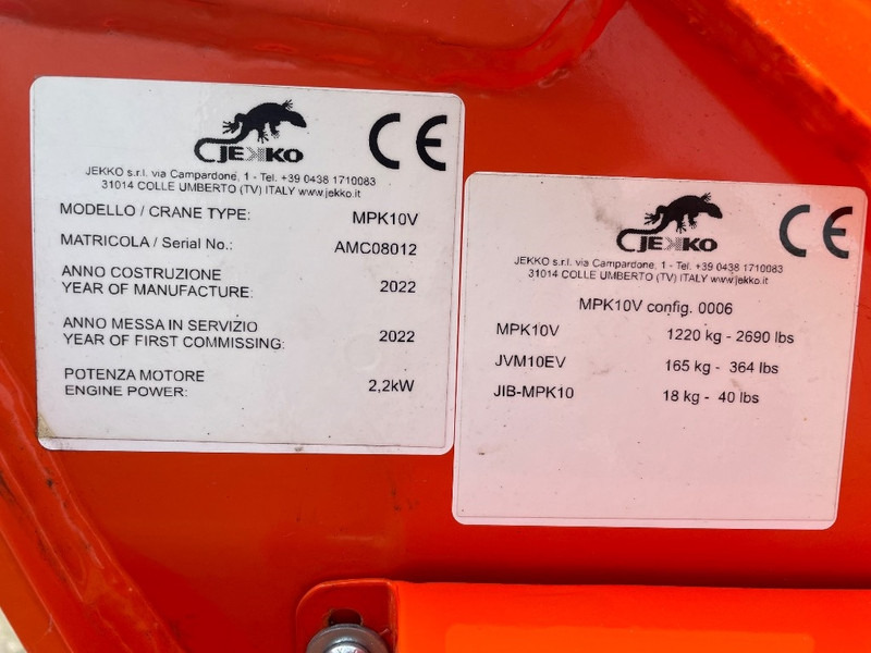 Jekko MPK 10 V - Mini žerjav: slika 3 Jekko MPK 10 V - Mini žerjav: slika 3