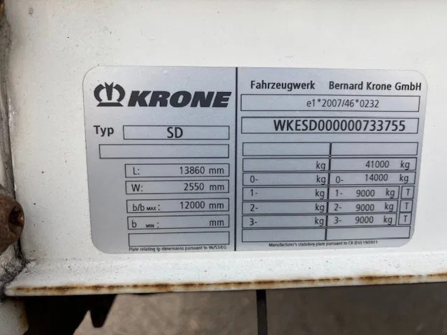 Polprikolica s ponjavo Krone SD 3 axle drum brake schuifzeil schuifdak: slika 18