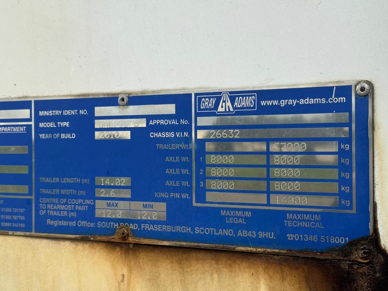 Gray and Adams 2010 Vector 1850 MT – D11 - Polprikolica hladilnik: slika 5 Gray and Adams 2010 Vector 1850 MT – D11 - Polprikolica hladilnik: slika 5