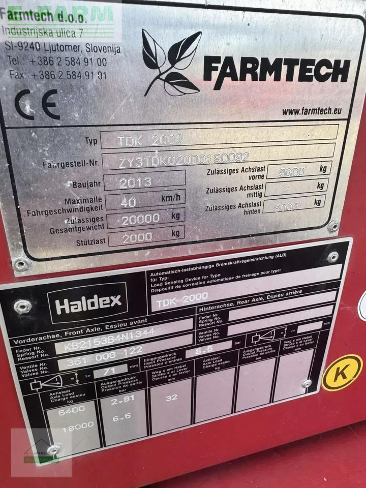 Farmtech 2000 - Kmetijska kiper prikolica/ Demper: slika 4 Farmtech 2000 - Kmetijska kiper prikolica/ Demper: slika 4