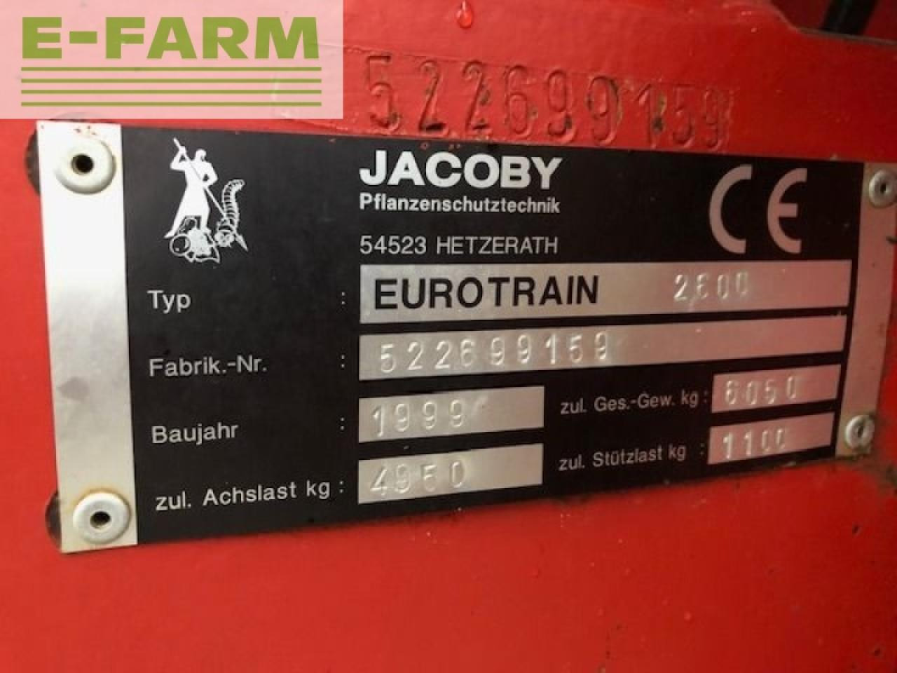 Jacoby eurotrain 2600 - Vlečna škropilnica: slika 2 Jacoby eurotrain 2600 - Vlečna škropilnica: slika 2