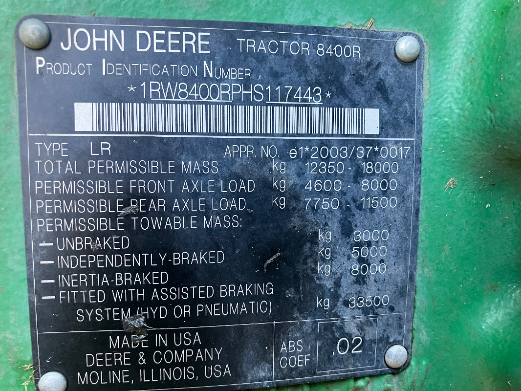 John Deere 8400R - Traktor: slika 2 John Deere 8400R - Traktor: slika 2