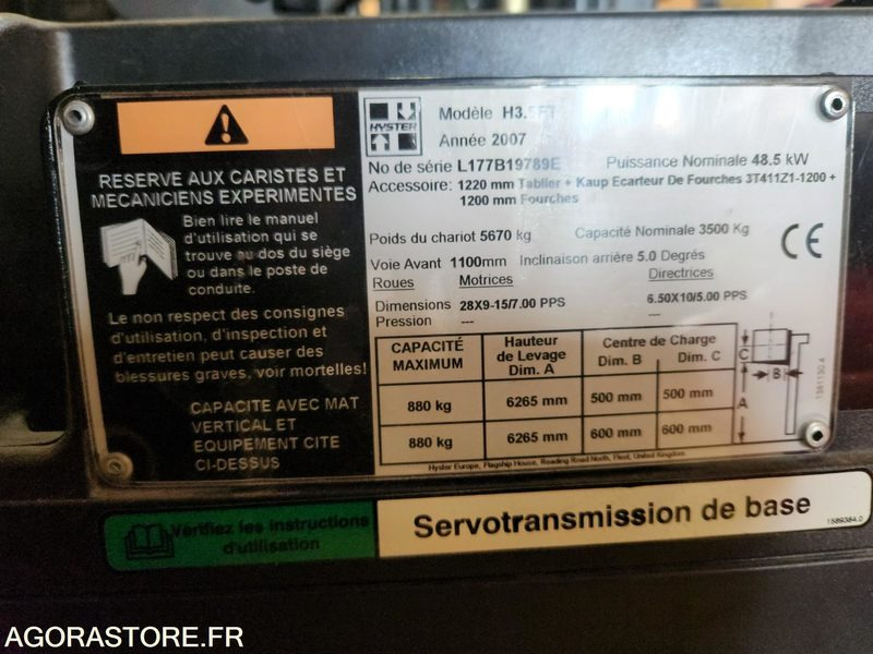 CHARIOT ELEVATEUR DIESEL 3T5 HYSTER H3.5FT - 2007 - 1033 heures - Diesel viličar: slika 2 CHARIOT ELEVATEUR DIESEL 3T5 HYSTER H3.5FT - 2007 - 1033 heures - Diesel viličar: slika 2