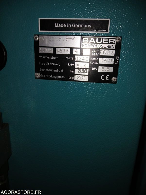 Compresseur HP air respirable BAUER MV120, avec rampe de gonflage 6 flexibles - Zračni kompresor: slika 3 Compresseur HP air respirable BAUER MV120, avec rampe de gonflage 6 flexibles - Zračni kompresor: slika 3