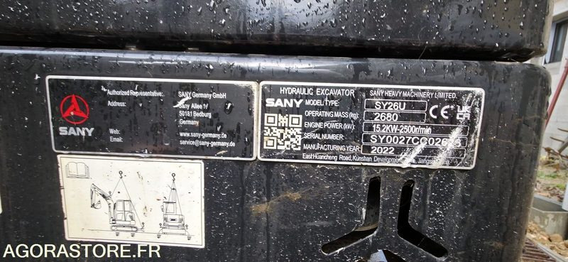 MINI PELLE SUR CHENILLES SANY SY26U 550 HEURES 2022 - Mini bager: slika 2 MINI PELLE SUR CHENILLES SANY SY26U 550 HEURES 2022 - Mini bager: slika 2