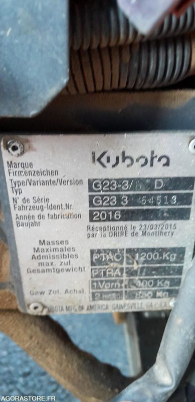 TONDEUSE AUTOPORTEE KUBOTA G23 - Vrtna kosilnica: slika 3 TONDEUSE AUTOPORTEE KUBOTA G23 - Vrtna kosilnica: slika 3