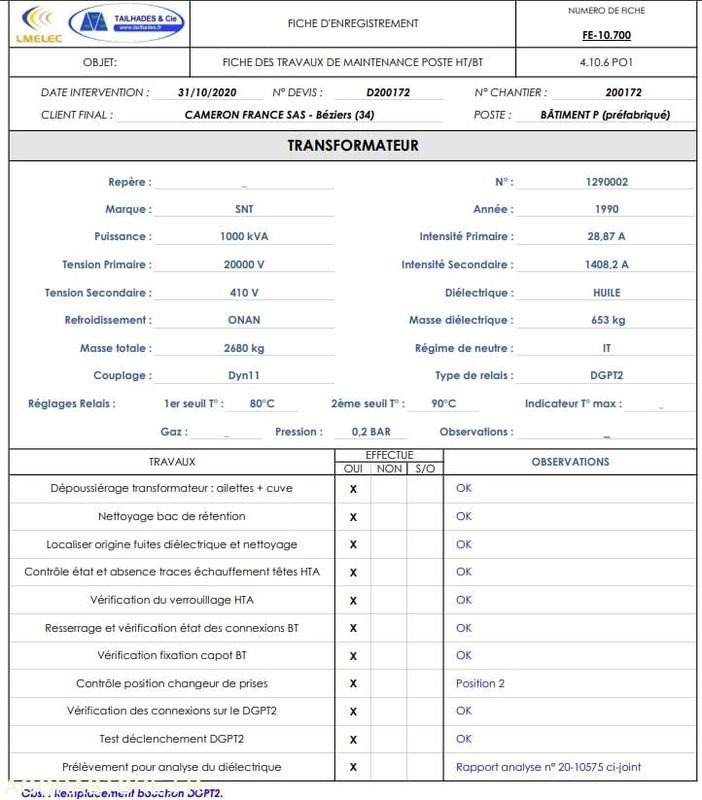 Orodje/ Oprema Transformateur électrique huile minérale 1000 kVA SNT: slika 13
