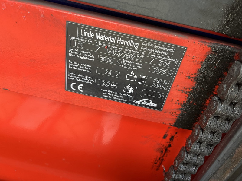 Linde stapelaar heftruck LINDE L16 duplo290cm 4200uur 2014 - Stroj za zlaganje: slika 4 Linde stapelaar heftruck LINDE L16 duplo290cm 4200uur 2014 - Stroj za zlaganje: slika 4
