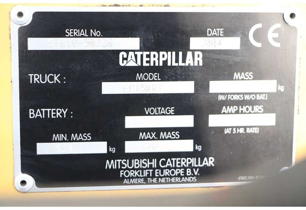 CATERPILLAR - EP15KRT - FORKLIFT TRIPLEX - SIDESHIFT, 3590 HOURS - Viličar: slika 4 CATERPILLAR - EP15KRT - FORKLIFT TRIPLEX - SIDESHIFT, 3590 HOURS - Viličar: slika 4