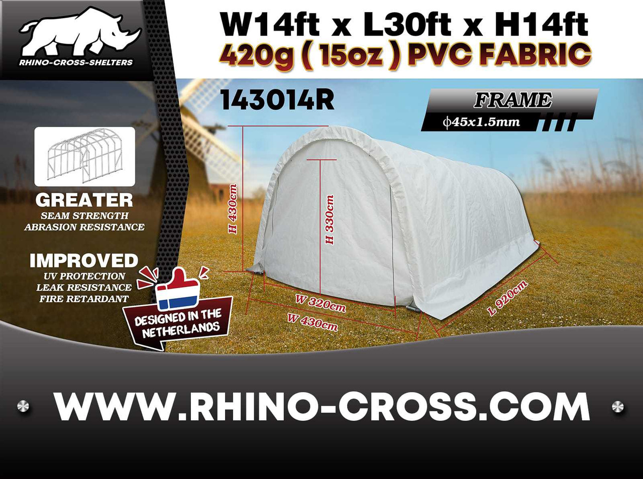 Rhino-Cross-Shelter 143014R - 9,2x4,3x4,3 m - Rezervoar za skladiščenje: slika 3 Rhino-Cross-Shelter 143014R - 9,2x4,3x4,3 m - Rezervoar za skladiščenje: slika 3