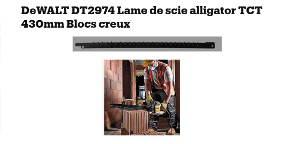 Lame de scie pour briques DEWALT DT2974 - Gradbena oprema: slika 1 Lame de scie pour briques DEWALT DT2974 - Gradbena oprema: slika 1