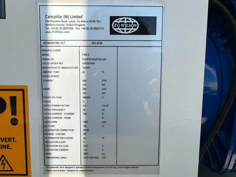 FG Wilson P220-3 Perkins 220 kVA Silent generatorset as New ! - Generator: slika 4 FG Wilson P220-3 Perkins 220 kVA Silent generatorset as New ! - Generator: slika 4