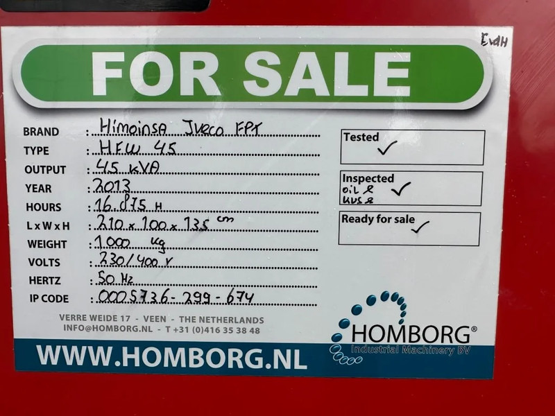 Generator Himoinsa HFW 45 Iveco FPT Mecc Alte Spa 45 kVA Silent generatorset: slika 14