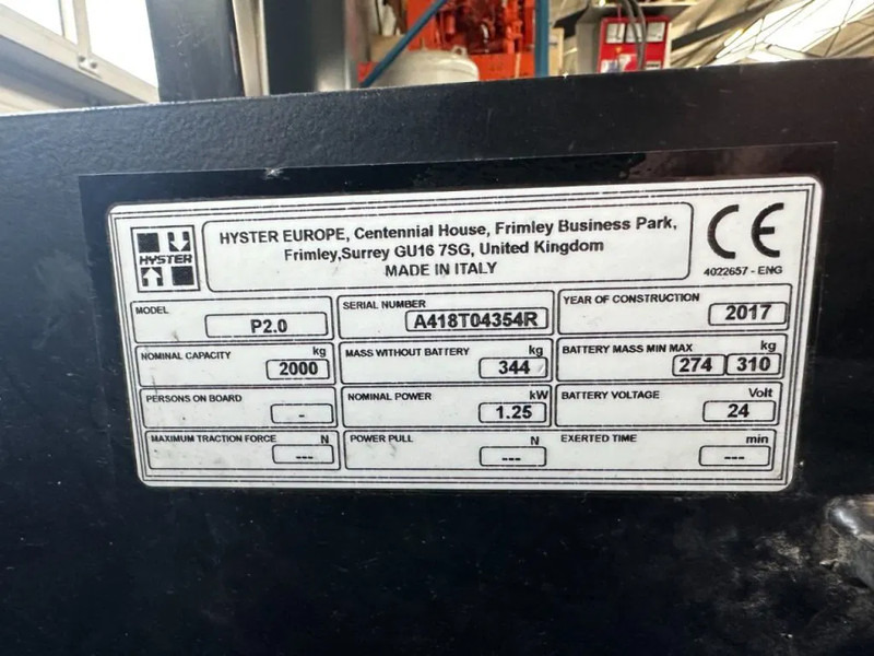 Hyster P2.0 Palletwagen 2 ton Elektra Pallettruck - Paletni viličar: slika 4 Hyster P2.0 Palletwagen 2 ton Elektra Pallettruck - Paletni viličar: slika 4