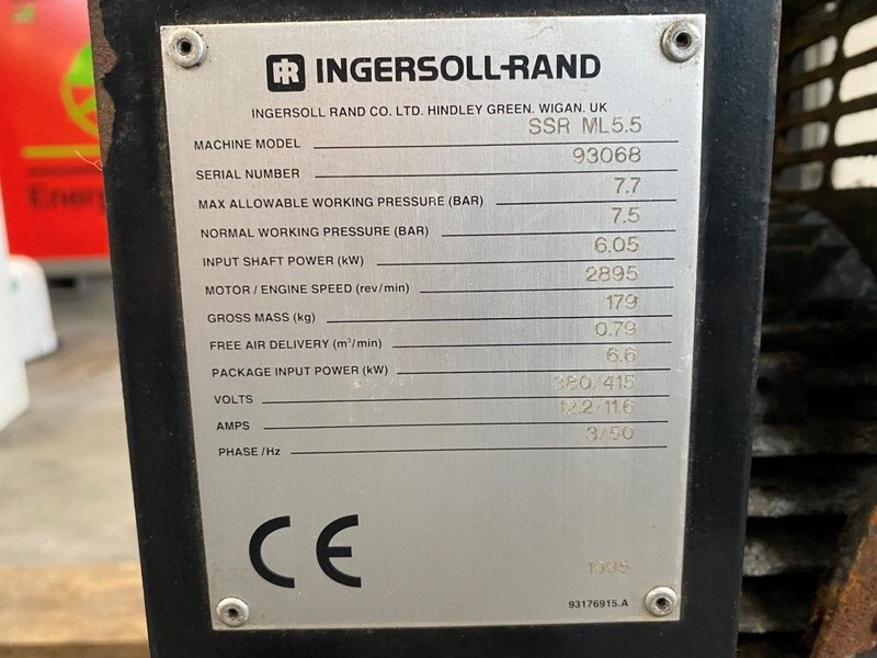 Ingersoll Rand SSR ML 5.5 SSR ML5.5 6 kW 800 L / min 7.5 Bar Elektrische Schroefcompressor - Zračni kompresor: slika 3 Ingersoll Rand SSR ML 5.5 SSR ML5.5 6 kW 800 L / min 7.5 Bar Elektrische Schroefcompressor - Zračni kompresor: slika 3