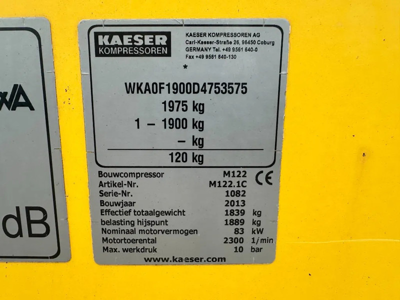 Kaeser M122 Deutz 11.1 m3 / min 10 Bar 83 kW Mobiele Diesel Compressor - Zračni kompresor: slika 3 Kaeser M122 Deutz 11.1 m3 / min 10 Bar 83 kW Mobiele Diesel Compressor - Zračni kompresor: slika 3