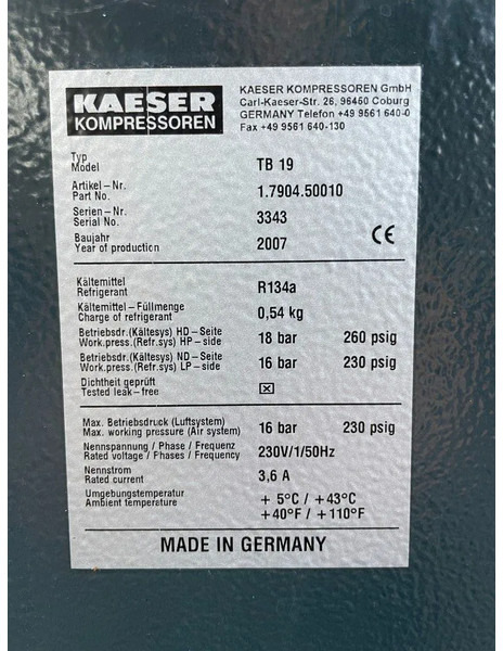 Kaeser TB19 - elektrische luchtdroger 16 Bar 2100 L/min. - Zračni kompresor: slika 4 Kaeser TB19 - elektrische luchtdroger 16 Bar 2100 L/min. - Zračni kompresor: slika 4