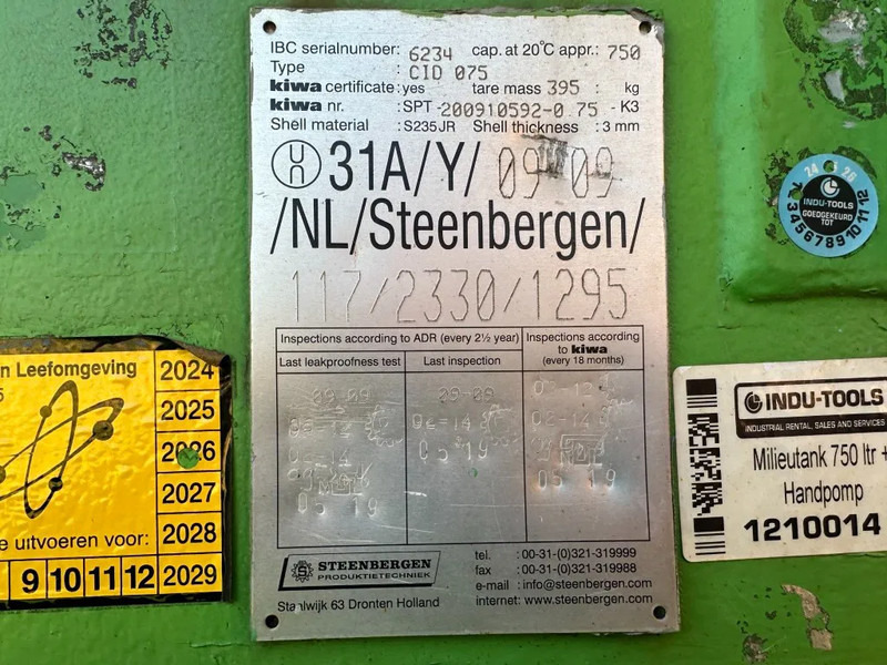Kiwa IBC Steenbergen 750 liter Dieseltank met Handpomp Milieutank - Ladijski kontejner: slika 3 Kiwa IBC Steenbergen 750 liter Dieseltank met Handpomp Milieutank - Ladijski kontejner: slika 3