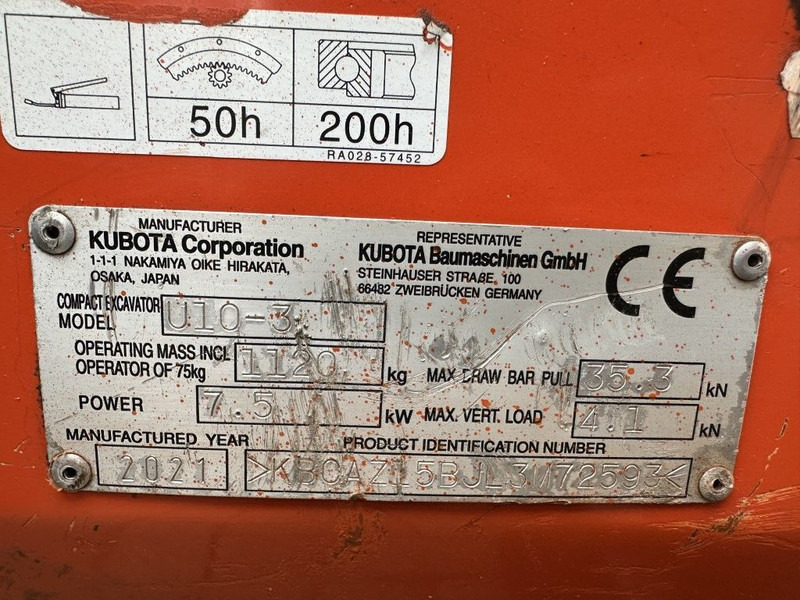 Kubota U10-3 Minigraver Diesel Graafmachine 2021 ! 690 uur ! As New ! - Mini bager: slika 4 Kubota U10-3 Minigraver Diesel Graafmachine 2021 ! 690 uur ! As New ! - Mini bager: slika 4