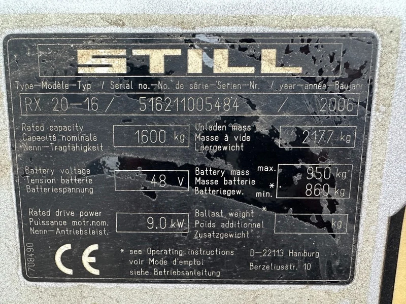 Still RX20-16 1.6 ton Triplex Freelift Elektra Heftruck accu 2014 - Električni viličar: slika 3 Still RX20-16 1.6 ton Triplex Freelift Elektra Heftruck accu 2014 - Električni viličar: slika 3