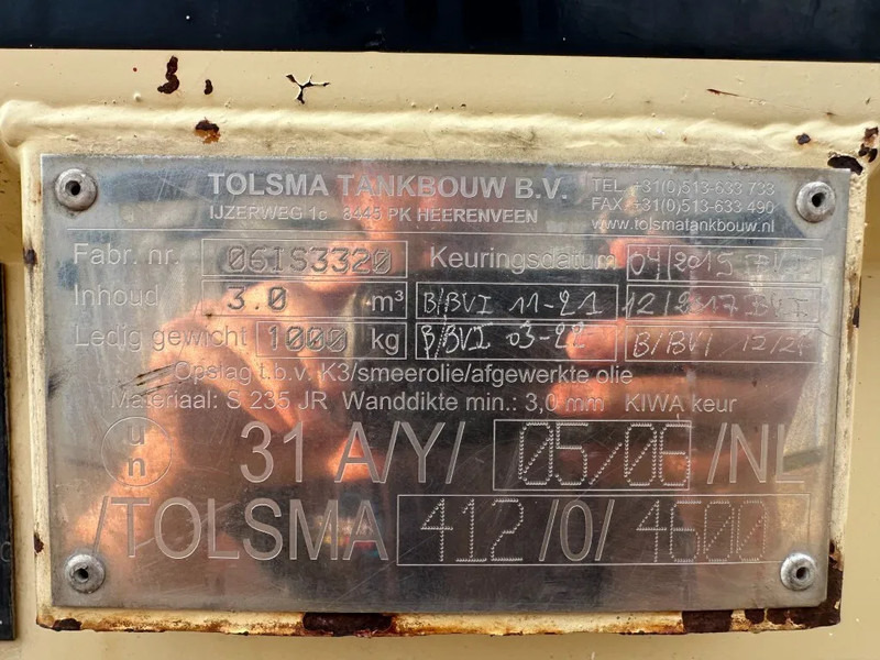 Tolsma Kiwa IBC 3000 liter Dieseltank met 230 Volt pompset - Rezervoar za skladiščenje: slika 5 Tolsma Kiwa IBC 3000 liter Dieseltank met 230 Volt pompset - Rezervoar za skladiščenje: slika 5