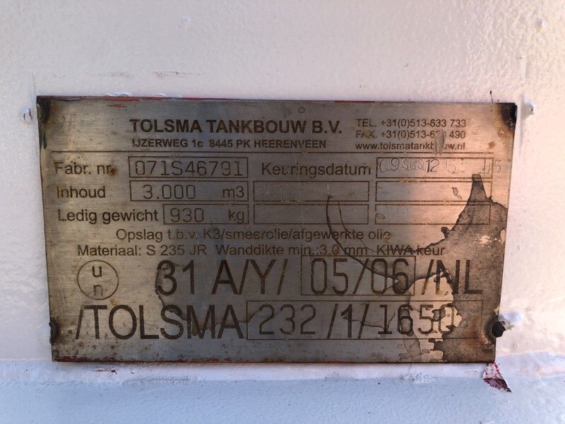 Tolsma Kiwa IBC 3000 liter dieseltank met keuring ! - Rezervoar za skladiščenje: slika 3 Tolsma Kiwa IBC 3000 liter dieseltank met keuring ! - Rezervoar za skladiščenje: slika 3