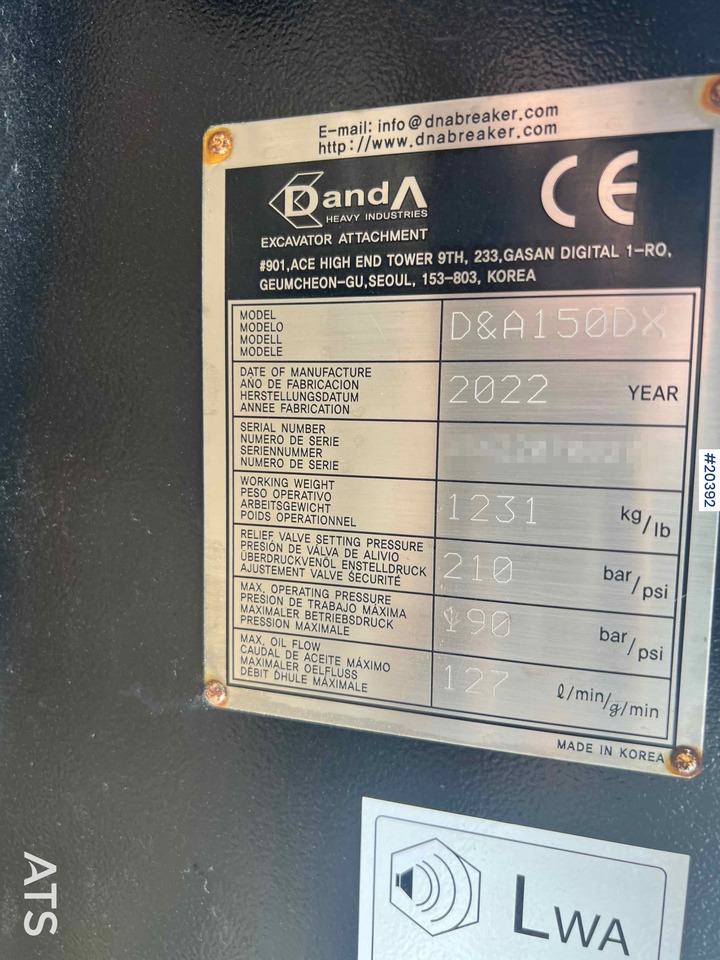 Hidravlično kladivo Danda D&A150DX: slika 10