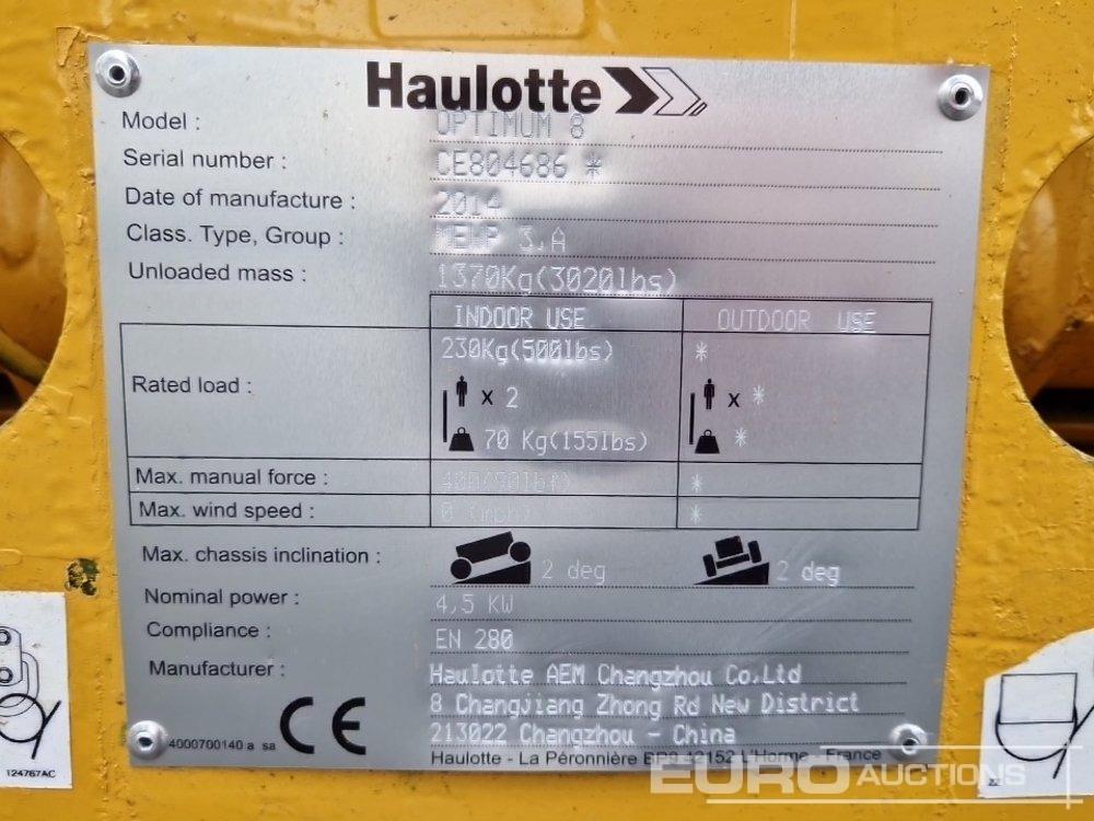 Škarjasta dvižna ploščad 2014 Haulotte Optimum 8: slika 22