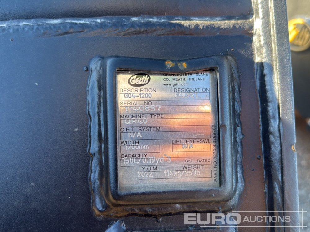 Geith Ditching Bucket G04-1200 to suit QR40 (S/Ns 1140857, 1140859) (2 of) - Žlica: slika 5 Geith Ditching Bucket G04-1200 to suit QR40 (S/Ns 1140857, 1140859) (2 of) - Žlica: slika 5