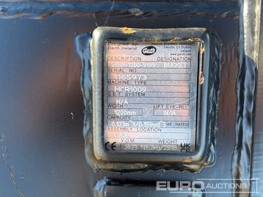 Geith G03R-1200-9199 to suit MCR1009 (S/N 1165973), Ditching Bucket G04-1200-311 to suit QR40 (S/N 1073314) - Žlica: slika 5 Geith G03R-1200-9199 to suit MCR1009 (S/N 1165973), Ditching Bucket G04-1200-311 to suit QR40 (S/N 1073314) - Žlica: slika 5