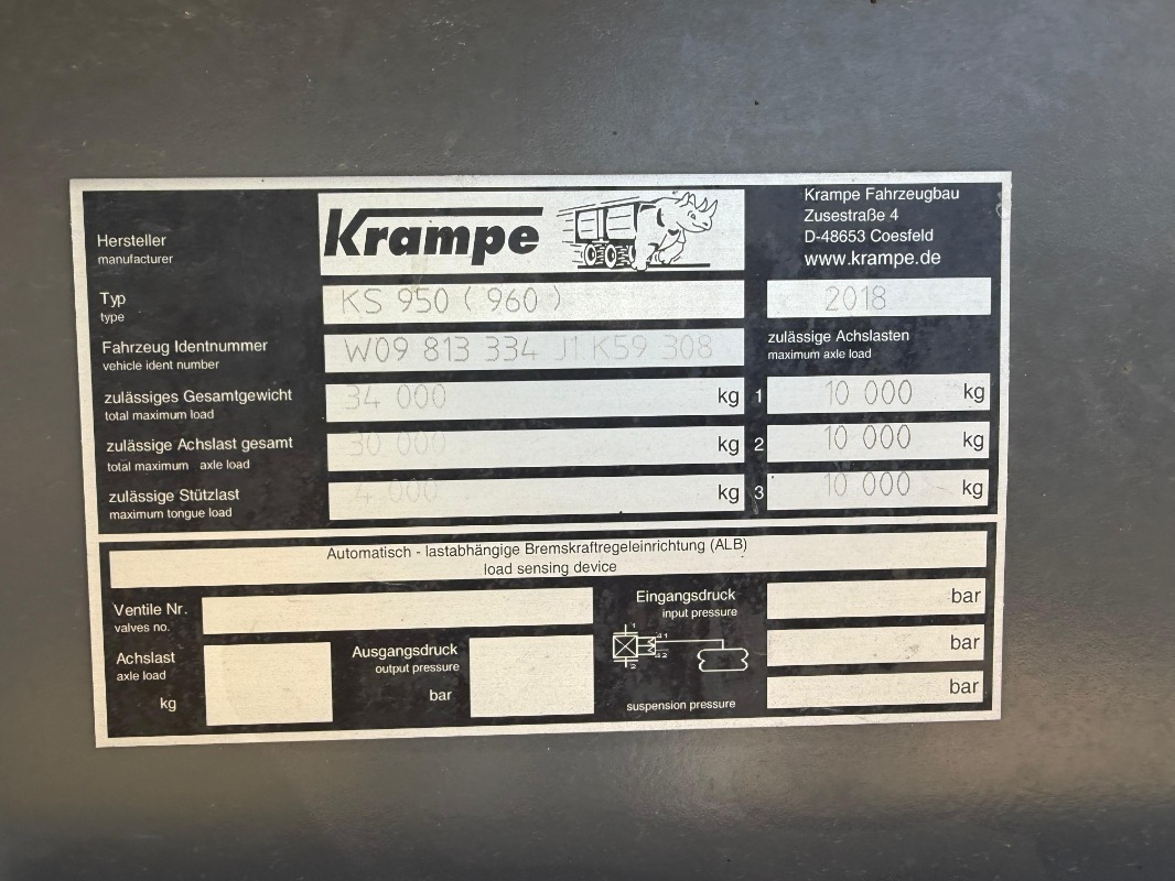 Krampe ALU Kippsattel KS 950 Roadrunn - Tovornjak prekucnik: slika 3 Krampe ALU Kippsattel KS 950 Roadrunn - Tovornjak prekucnik: slika 3