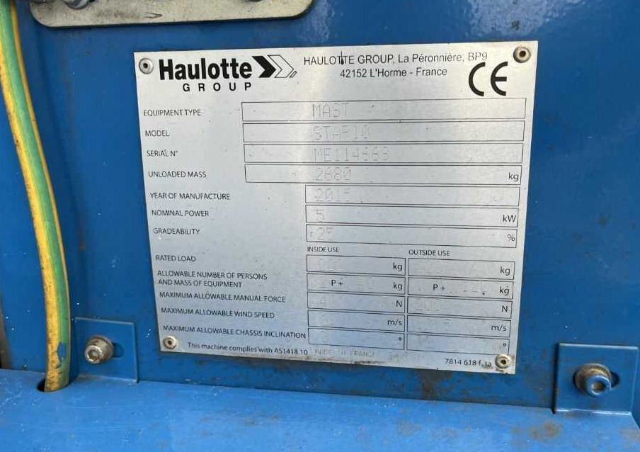 Haulotte STAR10 - Teleskopska dvižna ploščad: slika 4 Haulotte STAR10 - Teleskopska dvižna ploščad: slika 4