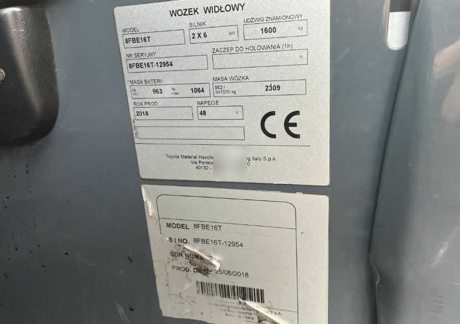 Toyota 8FBE16T - Električni viličar: slika 4 Toyota 8FBE16T - Električni viličar: slika 4