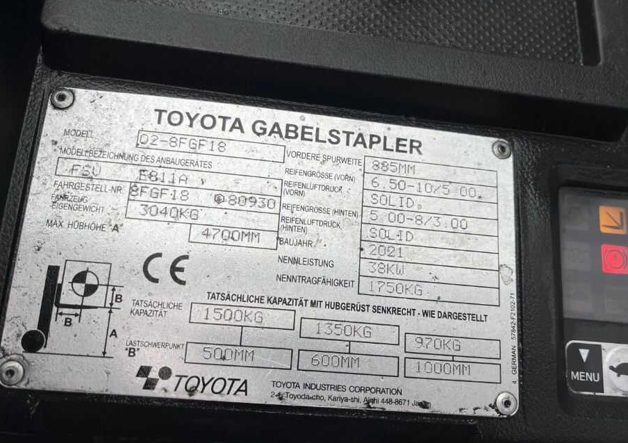 Toyota 8FGF18 - Plinski viličar: slika 4 Toyota 8FGF18 - Plinski viličar: slika 4