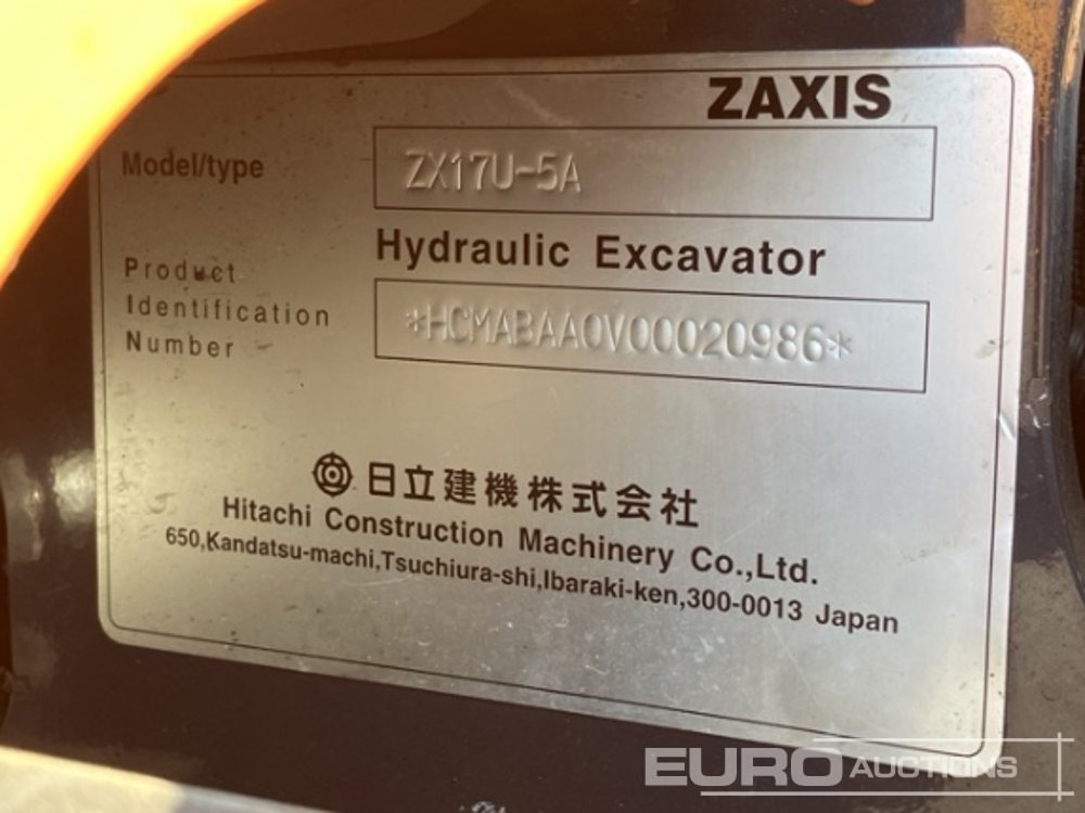 2016 Hitachi ZX17U-5A - Mini bager: slika 5 2016 Hitachi ZX17U-5A - Mini bager: slika 5