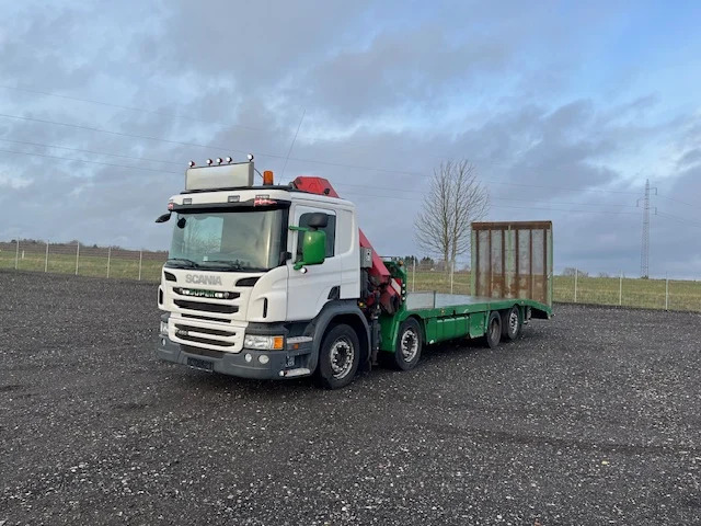 Scania P450 8X2*6 Knæklad + Kran HMF1820 – Machinetransporter - Tovornjak avtotransporter, Tovornjak z dvigalom: slika 1 Scania P450 8X2*6 Knæklad + Kran HMF1820 – Machinetransporter - Tovornjak avtotransporter, Tovornjak z dvigalom: slika 1